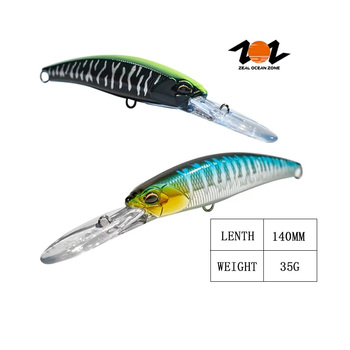 ZOZ High Quality 140mm 35g Floating Artificial ABS Printed Minnow Lure Hooks for Ocean Boat Mackerel Bass Tuna Topwater Fishing – Minnow – view 1