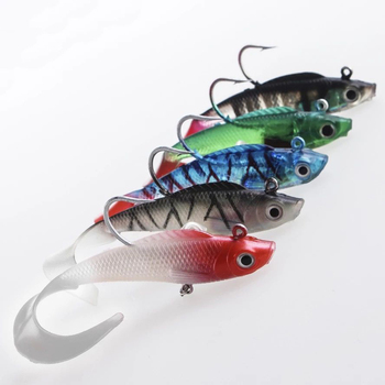 18g 95mm T-tail Soft Fishing Lure Lead Jigs 6 Colors with Treble Hook for Freshwater Saltwater Fishing Gear – Soft Lure – view 1