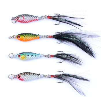 Mini Metal Fishing Jig Lure 5g 3D Eyes Original Metal Jig Lead with Feather Hook Fishing Lures – Metal Jig – view 1