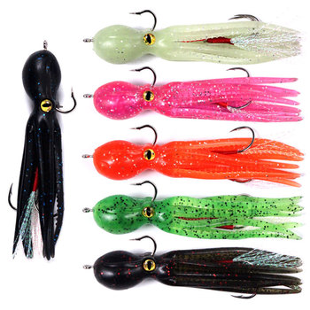 New 110mm 21g Soft Luminous Silicone Skirts Lure Artificial Squid and Octopus Bait with Hook for River Boat Fishing – Soft Lure – view 1