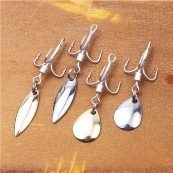 Hessen Stainless Steel Treble Hook Spinner Spoon 2# 4# 6# 8# 10# Triple Hook Rotating Sequined for Fish Bass Octopus Trout Pike – Metal Jig – view 1