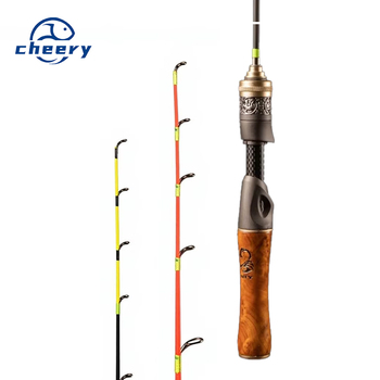 Winter Ice Fishing Rod Ultra Short Portable Wood Handle Straight Glass Steel Soft Small Raft 2-Section Fishing Rod – Soft Lure – view 1
