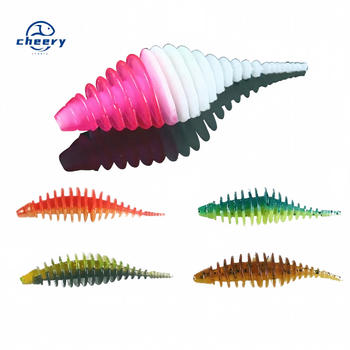 CHEERY 1pc/bag 50mm 1.6g Double Color PVC Soft Worm Bait Artificial Plastic Fishing Lure Saltwater Fish Marlin Lake Bass Catfish – Soft Lure – view 1