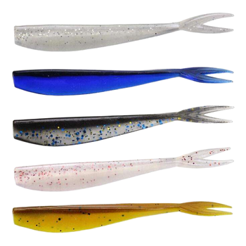 Newbility 70mm 1.2g Soft Fishing Baits Double Color Split-tail Silicone Fishing Saltwater Fish Marlin Ocean Boat Fishing – Soft Lure – view 1