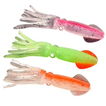 100mm 9g PVC Luminous Soft Topwater Squid Lures Mix Oiled Octopus Skirts Hollow Squid Jig Custom Fishing Bait – Soft Lure – view 1