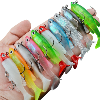 Black Minnow 8cm/2.8in 14g Soft Vibe Fishing Lure PVC Artificial Bait with Cool Hooks Printed Freshwater Bass Target – Soft Lure – view 1