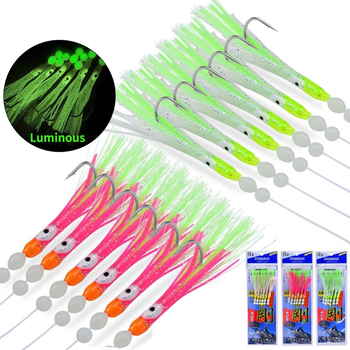 Luminous Soft Octopus Lure Rig 14.5g 180cm Line 6pcs Trolling Tackle with Fishing Hooks Artificial Hard Bait Minnow Lure – Soft Lure – view 1