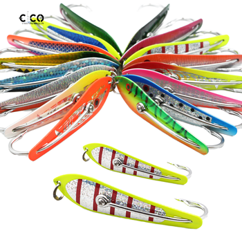 4Inch Single Double Hook Trolling Spoon Lure for Kids High Carbon Steel Selco Brand Saltwater Fish Ocean Boat Fishing – Metal Jig – view 1
