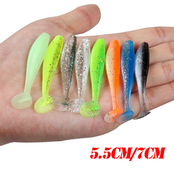 5cm 7cm Luya Smooth Two-Color T-Tail Artificial Soft Bait for Mandarin Fish-Stainless Steel Wave Design – Soft Lure – view 1