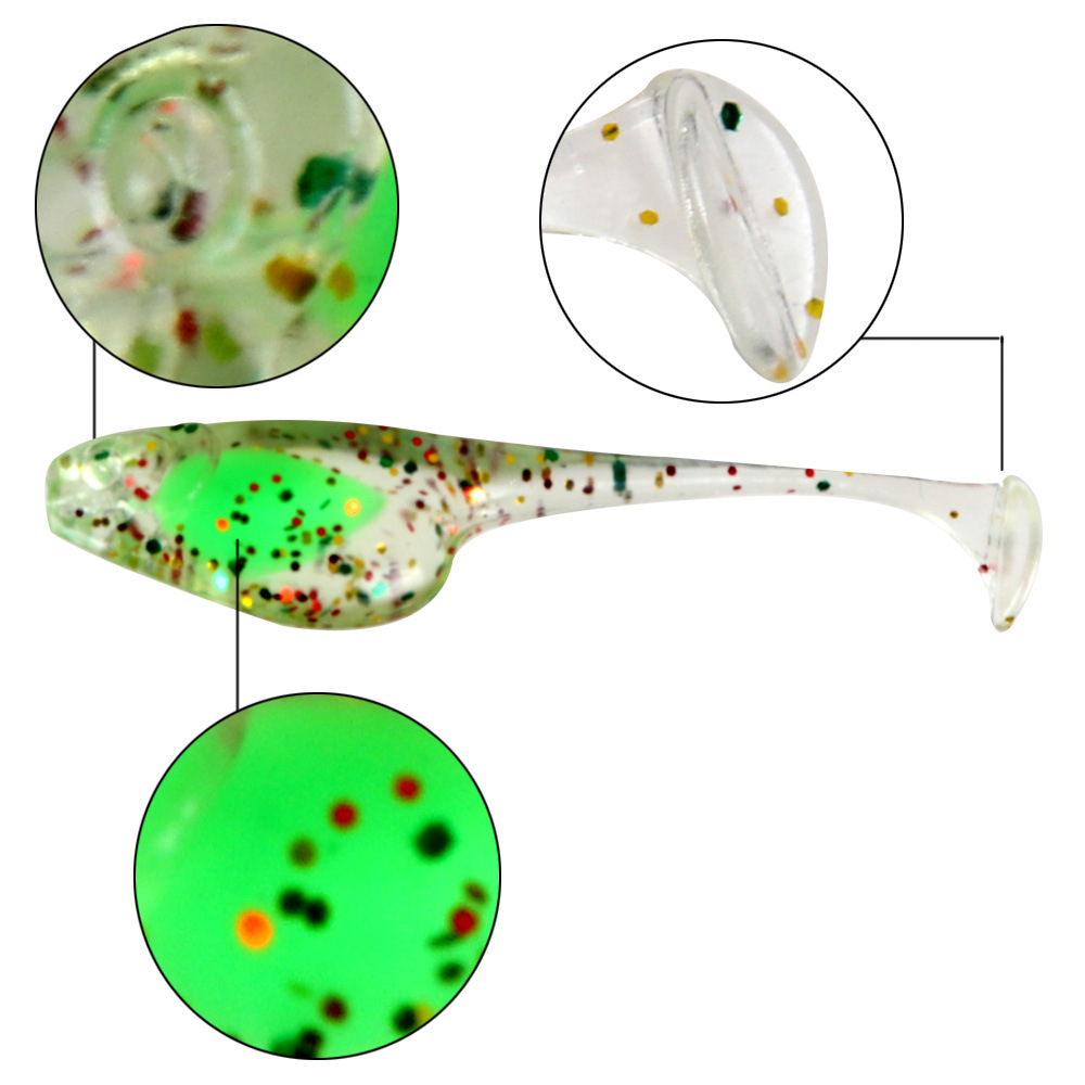 Cheery 5cm 0.8g Floating Paddle T-Tail Shad Ajing Fishing Lure Rockfish Plastic Soft Lure Mini Worms Artificial Bait Bass – Worms & Grubs – view 2