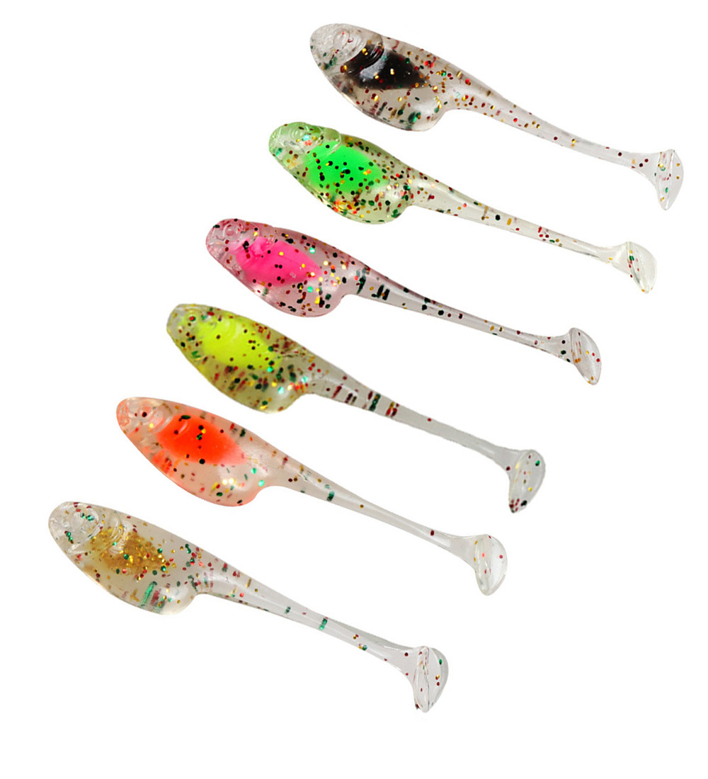 Cheery 5cm 0.8g Floating Paddle T-Tail Shad Ajing Fishing Lure Rockfish Plastic Soft Lure Mini Worms Artificial Bait Bass – Worms & Grubs – view 1