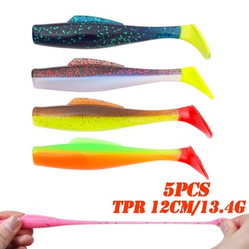 Cheery 5 Piece Pack 12cm 13.4g TPR T Tail Grub Soft Bait for Bass Perch Mandarin Fish – Soft Lure – view 1