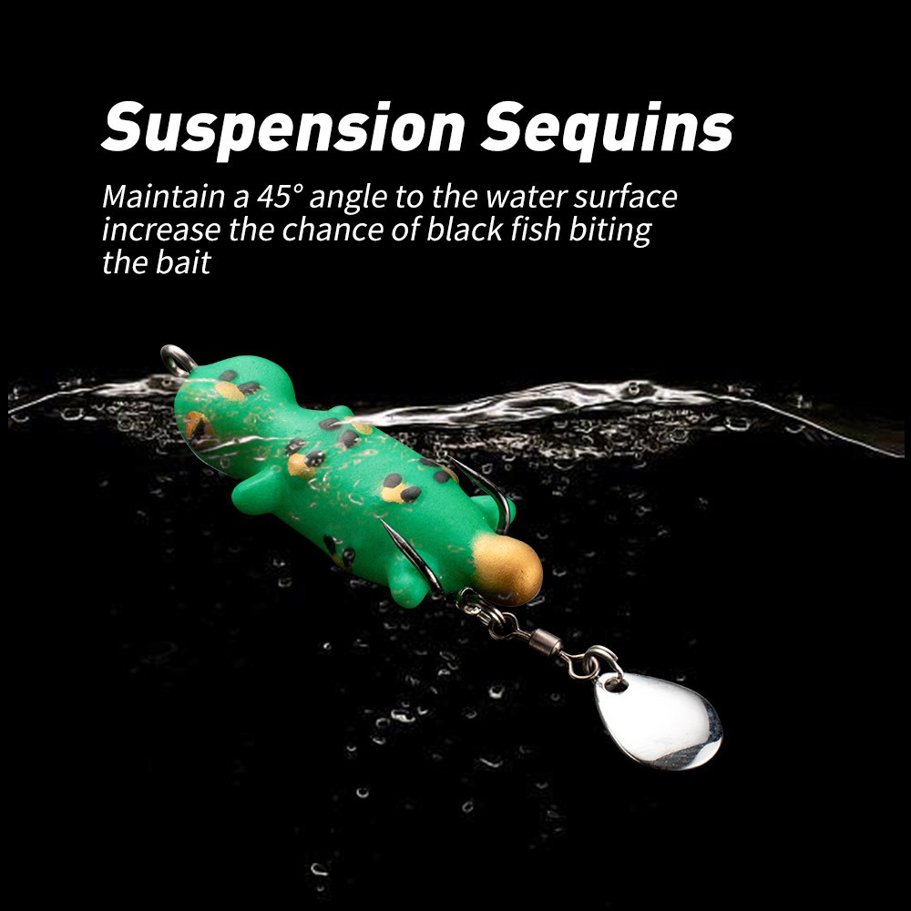 Cheery New 4.5cm 5.2g Thai Frog Bait Bionic Soft Bait Frog Fishing Lure Double Hook Special Designed Spinner Tail Fishing Lure – Frog – view 4