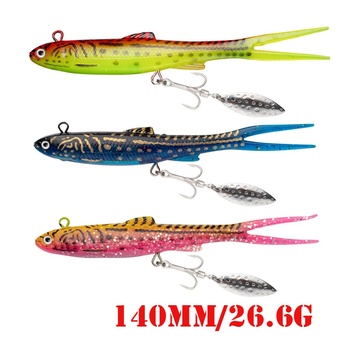 Cheery Fork Tail Lead Head Jig Lure with Spinner Blades and Treble Hooks for Bass Fishing – Metal Jig – view 1