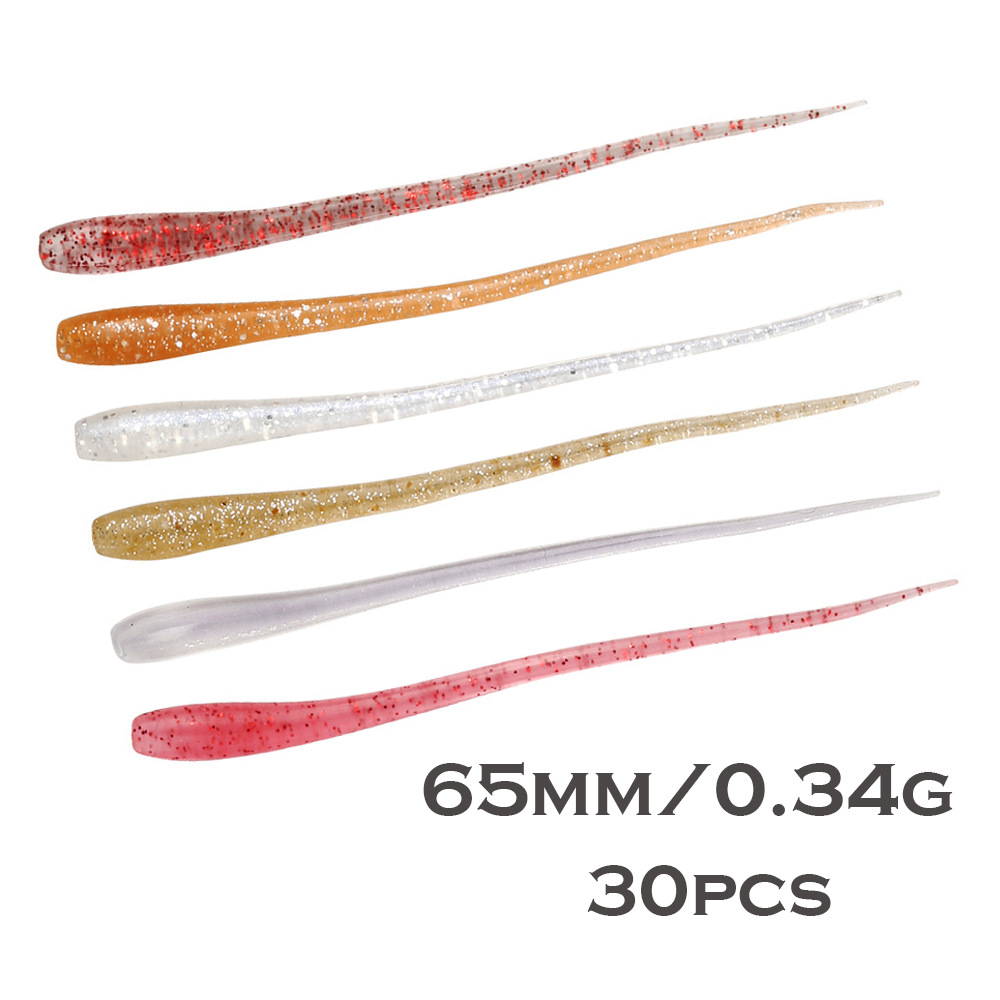 Cheery Weihai Factory Straight Tail Soft Fishing Lure TPR Material 6.5cm0.34g Single Tail Pin Tail Artifical Plastic Soft Bait – Worms & Grubs – view 1