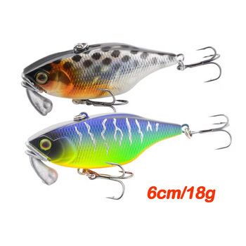 Cheery 60mm/18g Hard Artificial Plastic Bait Sinking VIB Lure Rattle Beads Wobbler for Carp Fishing Printed for Bass Trout Fishi – Hard Lure – view 1