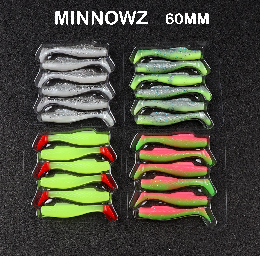 Cheery WholesaleTDR 6pcs/lot Soft Grubs 6cm 2.3g T Tail Lure Soft Lure Swim Bait Fishing Lures Trout Silicone Artificial Plastic – Worms & Grubs – view 5