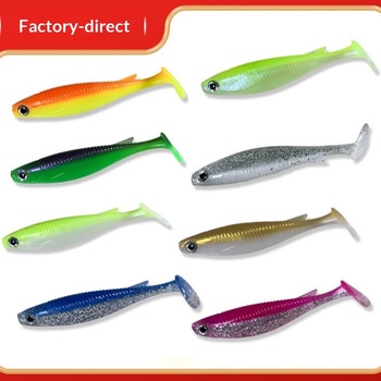Stainless Steel Artificial Soft Bait Lure for Bass Freshwater Two-Color T-Tail Jig Head Snakehead Mandarin Fish Wholesale – Soft Lure – view 1