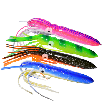 SEASKY 18cm 15g Soft Plastic Tuna Fishing Lure Printed Saltwater Jigging Squid Skirt for Snapper and Shark – Soft Lure – view 1