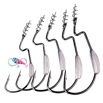 Barbed Soft Lure Lead Hooks 5pcs/bag Coil Spring Crank 5/0#-1/0# Fly Fishing Octopus Target Species – Soft Lure – view 1
