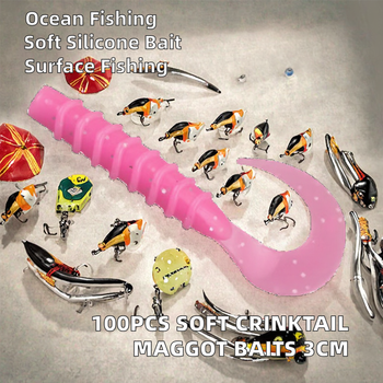 SC-15 10pcs/bag Artificial Soft Bait Crinktail Maggot 3cm (50mm) 0.3g Ten Color Micro-matter Skirt Lure Cod Carp Saltwater – Soft Lure – view 1