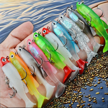 CHEERY Black Minnow 8cm/2.8in 14g Soft Vibe Fishing Lure ABS Artificial Bait Cool Hooks Bottom Fishing for Freshwater Bass – Soft Lure – view 1