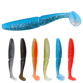 SO020 Printed ABS Artificial Soft Baits T-Tail Fishing Lures for Sea & Ice Fishing Cod-5pcs/bag 10cm 9.7g*5 – Soft Lure – view 1