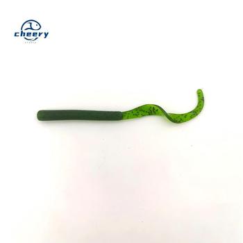 CHEERY Threaded Coiled-Tail Lure 88mm/2.64g Single-Tail Worm Bait Snapper Mandarin Black Carp Bass Fishing Gear – Soft Lure – view 1