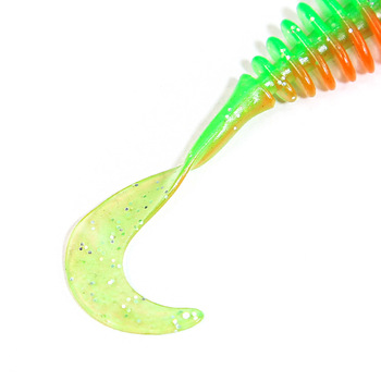 Sea Fishing Artificial Soft Bait 8-Piece Set for Saltwater Fish-Stainless Steel Flat Spiral Coiled Tail Large Root Design – Soft Lure – view 1