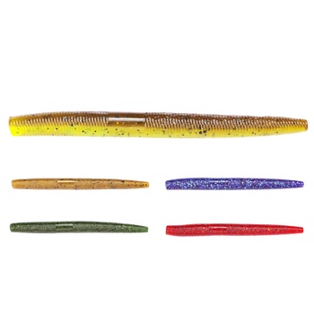 High-Density Noodle Worm Soft Bait Set 40-Piece Stainless Steel Sinking Black Pit Lure Artificial Soft Worm Salt-Added – Soft Lure – view 1