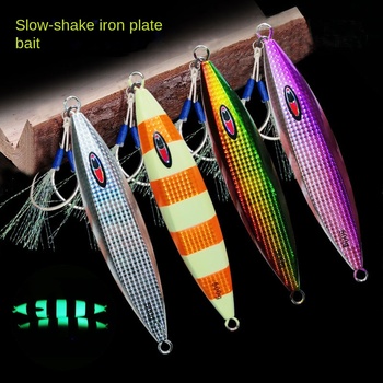 Bestseller Iron Plate Metal Jig Glow-in-the-Dark Laser Slow-Jigging Sea Fishing Bait for Grouper Spanish Mackerel Hooks – Metal Jig – view 1