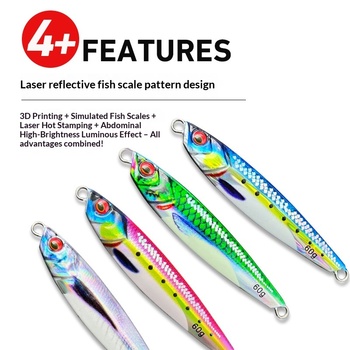 Metal Jig Long-Cast Sea Fishing Artificial Hard Bait 3D Printed Scaly Glow-in-the-Dark 60g 80g Mackerel – Metal Jig – view 1