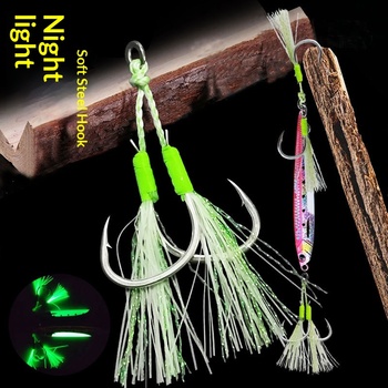 Lure Night-Glow Iron Plate Hook for Sea & Boat Fishing Slow-Rock Design with Glow-in-the-Dark Binding Wire – Hooks – view 1