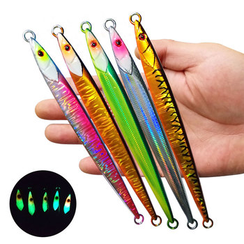 Bestseller Iron Plate Lure Fast-Sinking Glow-in-the-Dark Long Strip Quick-Pull Sea Boat Fishing Tuna Artificial Hard Bait – Hard Lure – view 1