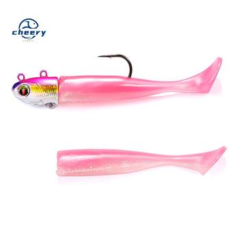 CHEERY Lead Sea Fishing Jig Head Hook + T-Tail Soft Bait Set Long-Range Lure Soft Worm for Sea Bass – Soft Lure – view 1