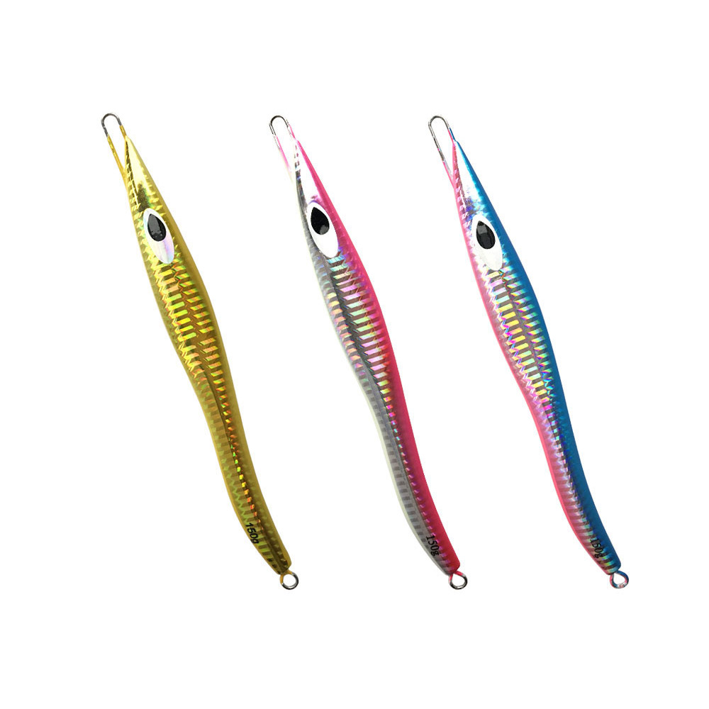 Serpentine S-Shaped Fast-Sinking Iron Plate Jig Lure Noctilucent Quick-Pull Long-Shape Sea Fishing Tuna Bait 200g 250g – Hard Lure – view 1