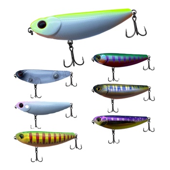Factory Wholesale Stainless Steel Micro Floating Pencil 57mm 55g Artificial Hard Bait Topwater Lure With Hooks for Bass – Popper – view 1