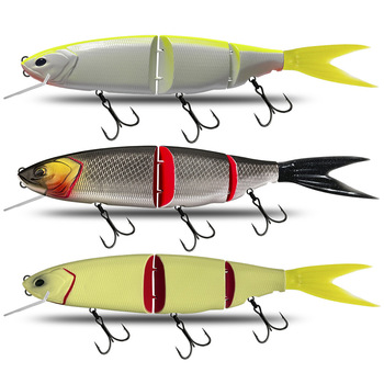 Domestic Large Multi-segment Composite Swim Bait 350mm Three-section Floating Artificial Hard Bait Plastic Hooks Double Tails – Hard Lure – view 1