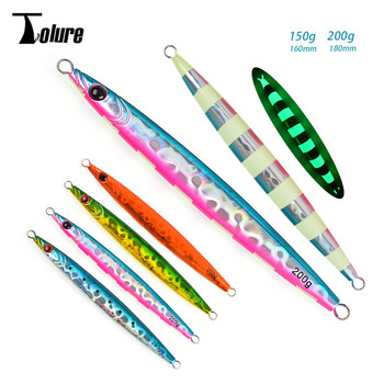 Pave Way Cross-Border Iron Plate Lure Bait Long-Distance Casting Laser Metal Lead Fish Hard Bait 150g/200g Luminous Colors – Metal Jig – view 1
