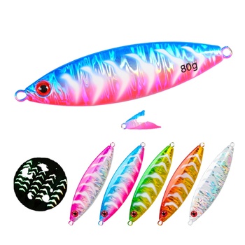 Long-Cast Night-Glow Slow-Rolling Metal Jig Lure 80g/100g/120g for Sea Boat Fishing Hooks Saltwater Fish Bionic Artificial Hard – Metal Jig – view 1