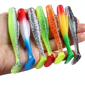 Stainless Steel Artificial Soft Bait Floating 8cm 6pcs Black Pit T Tail Baby Silencer Without Hooks for Freshwater & Sea Use – Soft Lure – view 1