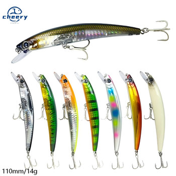 Cheery Lure 11cm/14g Floating Minnow Artificial Hard Bait Stainless Steel With Hooks Sea Fishing Long Distance Throwing Bionic – Minnow – view 1