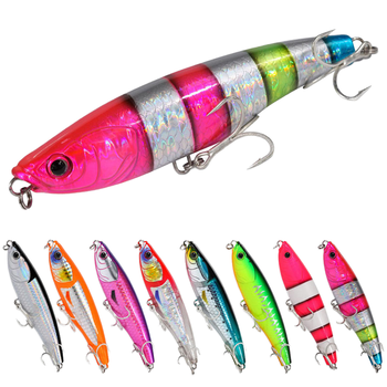 TAKEDO 11CM 50G Floating Pencil Lure Metal Jigging Lure Deep Sea Freshwater Fishing Bait 4# Treble Hook for Tuna River Lake – Metal Jig – view 1