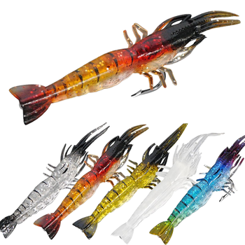 Artificial Soft Bait Shrimp Lure 9 cm 3.8g with Hooks for Pike Sea Bass Salmon Mackerel-Ocean Beach Bottom Fishing – Soft Lure – view 1