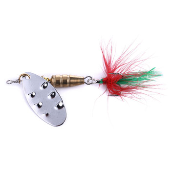 Wholesale SP053 6.8cm 7.4g Artificial Metal Spinner Baits Spoon Fishing Lures with Feather Hook for Saltwater & Fly Fishing – Metal Jig – view 1
