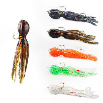 11cm 19g Octopus Soft Bait Double Hook Iron Plate Jig Plastic Sea Fishing Boat Bait for Tuna & Bass Deep Sea & River Fishing – Soft Lure – view 1