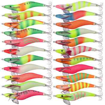 4.0# PVC Squid Jig Lure Kit with Glow & Luminous Features for River Lake Saltwater Fishing Fluorescent Shrimp Cuttlefish Designs – Metal Jig – view 1