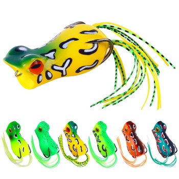 For FO022 5cm 11.4g Artificial Soft ABS Top Water Frog Lure with Long Skirt Tail for Saltwater Fishing – Soft Lure – view 1