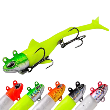 LETOYO 13.5g-56g 5 Color Artificial Soft Bait Saltwater T Tail Pinfish PVC Fishing Lures for River Use with Hooks – Soft Lure – view 1