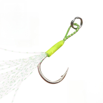Luminous Iron Plate Single Hook Bright Silk Fluorescent Green Feather Accessories Reinforcing Black Lat Hook GZ018 Bass – Hooks – view 1